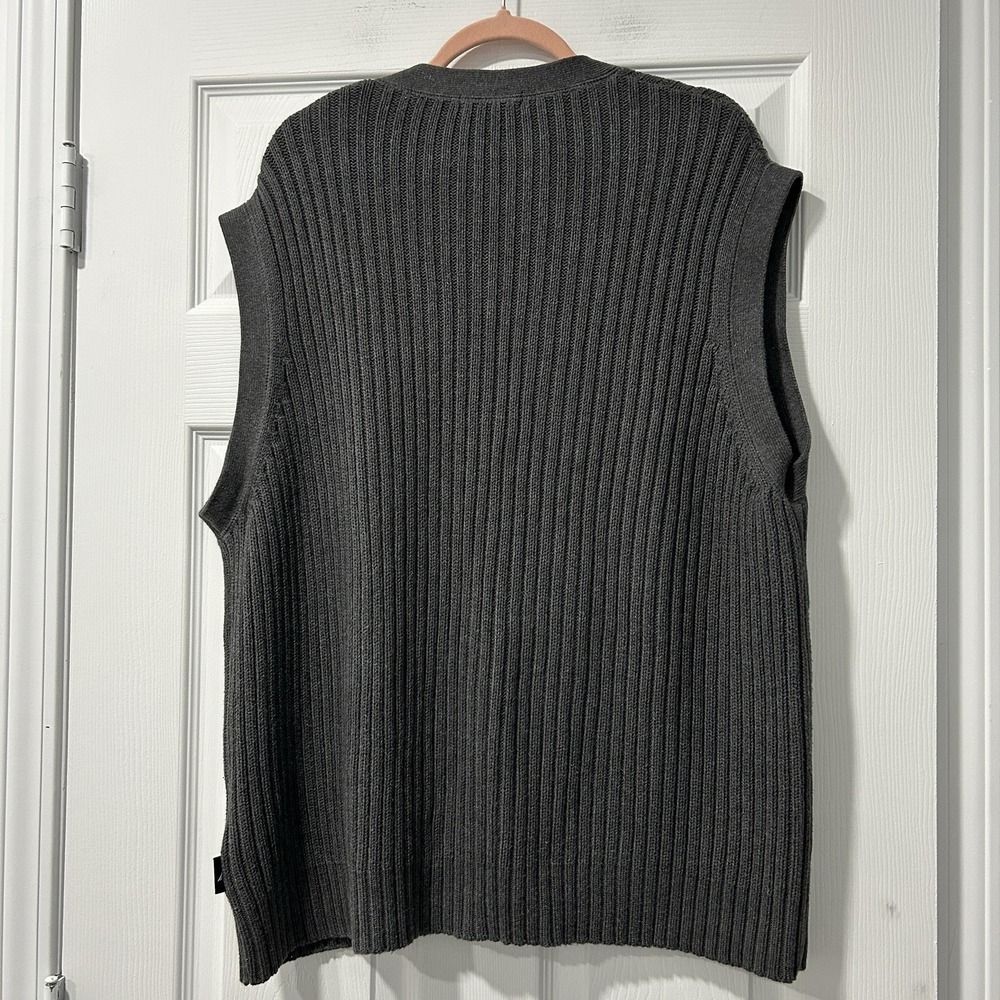Nautica Men's Button-Up Sweater Vest Size XL Gray Knit 100% Cotton Grandpa Core - Picture 7 of 8
